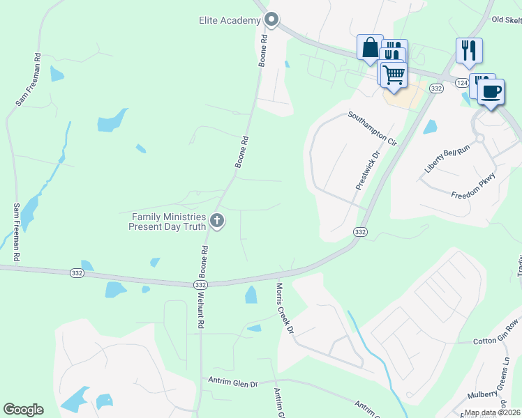 map of restaurants, bars, coffee shops, grocery stores, and more near 149 Walnut Ridge Drive in Hoschton