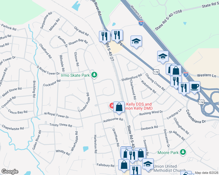 map of restaurants, bars, coffee shops, grocery stores, and more near 48 Cornerstone Way in Irmo