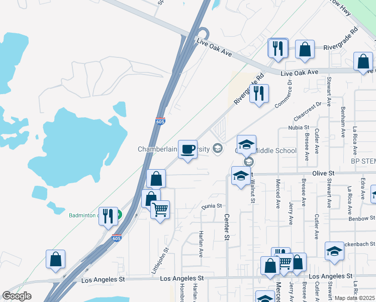 map of restaurants, bars, coffee shops, grocery stores, and more near 4910 Rivergrade Road in Irwindale