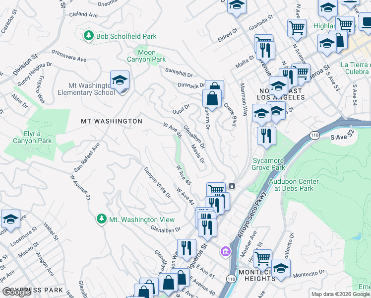 map of restaurants, bars, coffee shops, grocery stores, and more near 468 West Avenue 46 in Los Angeles
