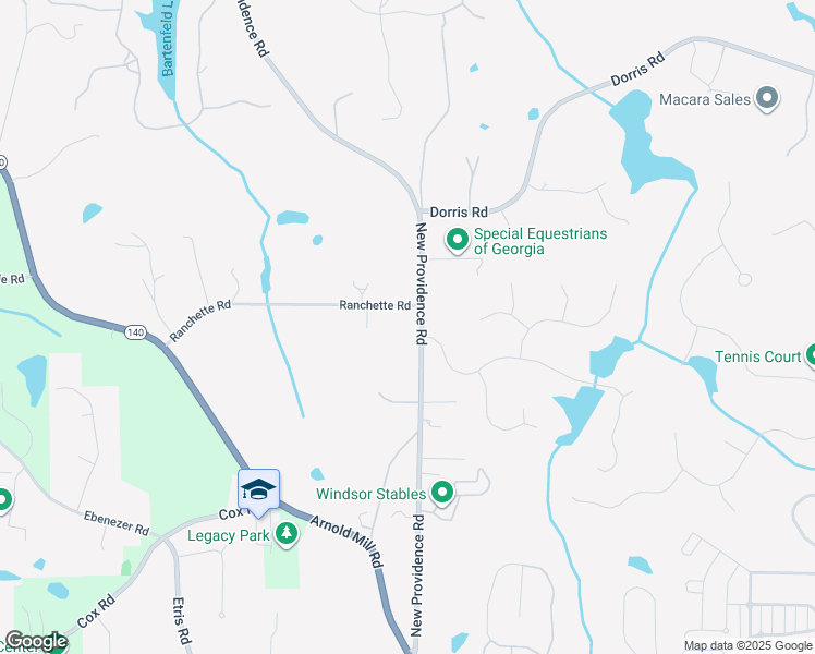 map of restaurants, bars, coffee shops, grocery stores, and more near 13150 New Providence Road in Alpharetta