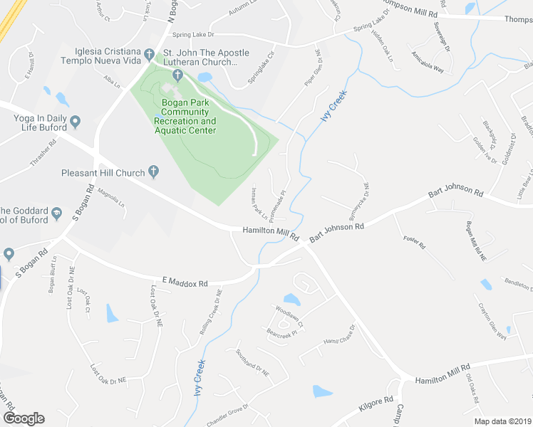 map of restaurants, bars, coffee shops, grocery stores, and more near 2810 Promenade Place in Buford