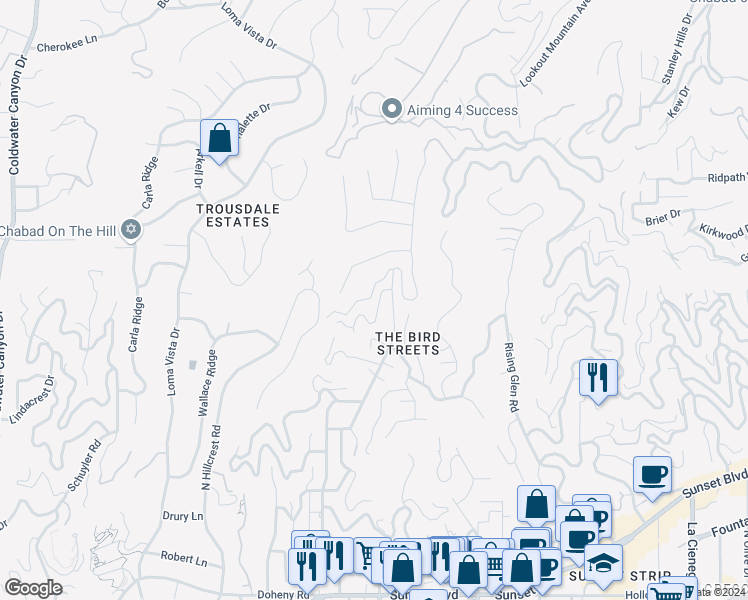 map of restaurants, bars, coffee shops, grocery stores, and more near 9234 Kinglet Drive in Los Angeles
