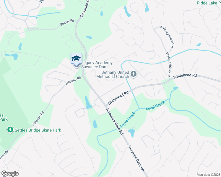 map of restaurants, bars, coffee shops, grocery stores, and more near 100 Daniel Creek Lane Northwest in Sugar Hill