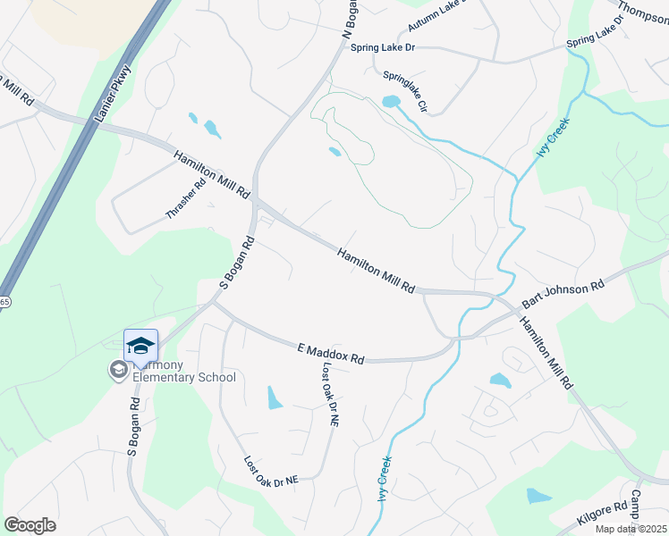 map of restaurants, bars, coffee shops, grocery stores, and more near 3964 Hamilton Mill Road in Buford