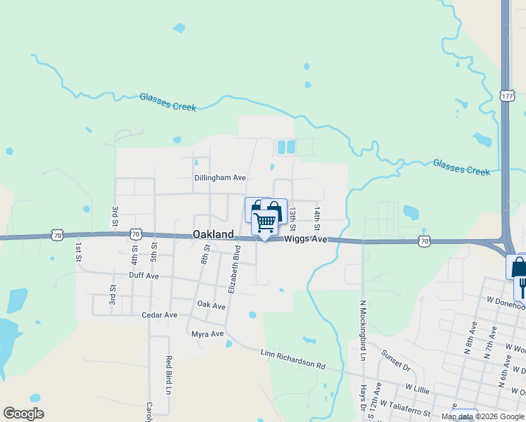 map of restaurants, bars, coffee shops, grocery stores, and more near 14827 Fern Boulevard in Oakland