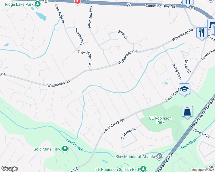 map of restaurants, bars, coffee shops, grocery stores, and more near in Buford