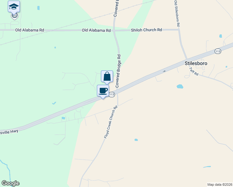 map of restaurants, bars, coffee shops, grocery stores, and more near 0 Floyd Creek Church Road in Taylorsville