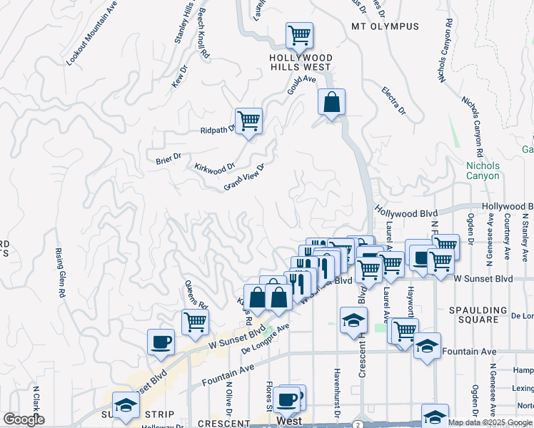 map of restaurants, bars, coffee shops, grocery stores, and more near 1662 Marmont Avenue in Los Angeles