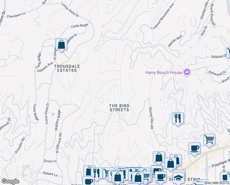 map of restaurants, bars, coffee shops, grocery stores, and more near 1588 North Doheny Drive in Los Angeles