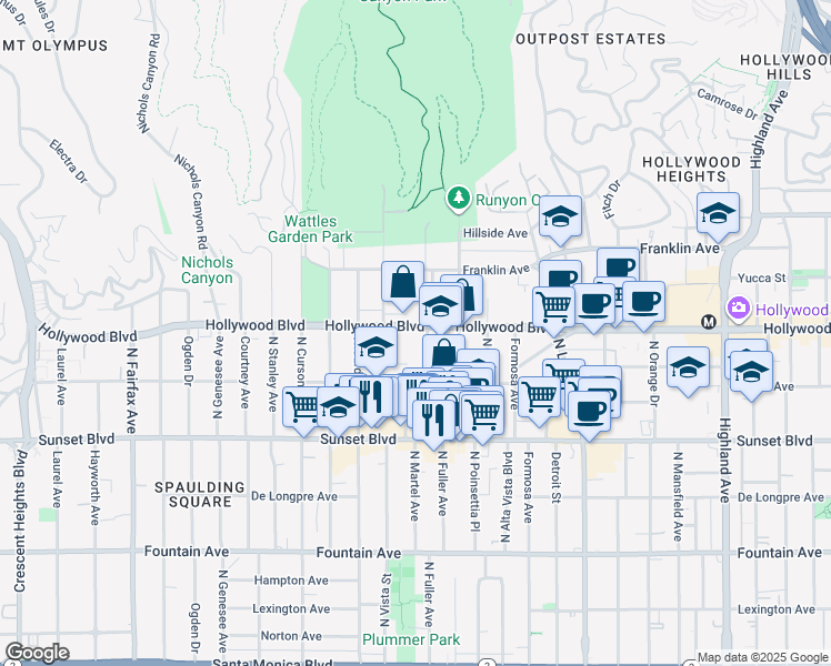 map of restaurants, bars, coffee shops, grocery stores, and more near in Los Angeles
