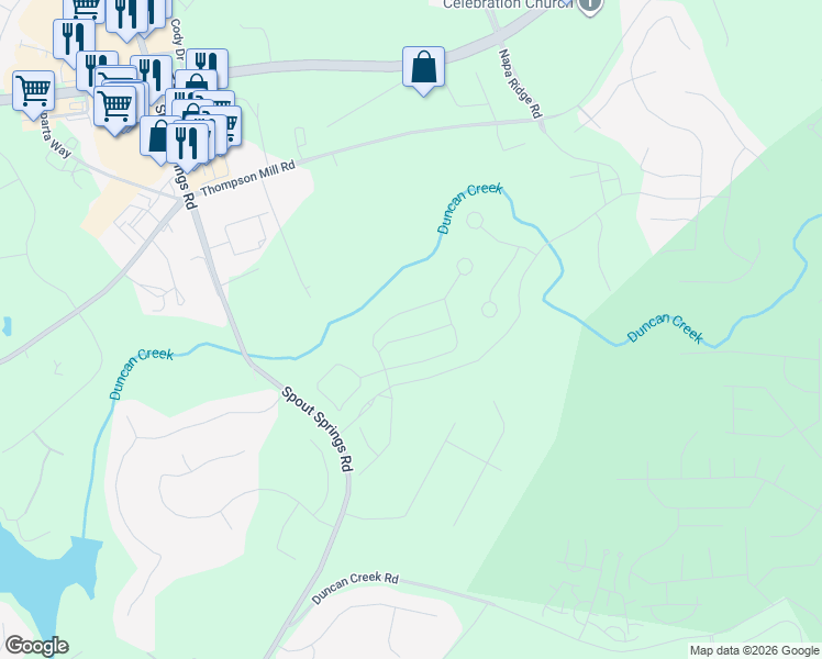 map of restaurants, bars, coffee shops, grocery stores, and more near in Braselton