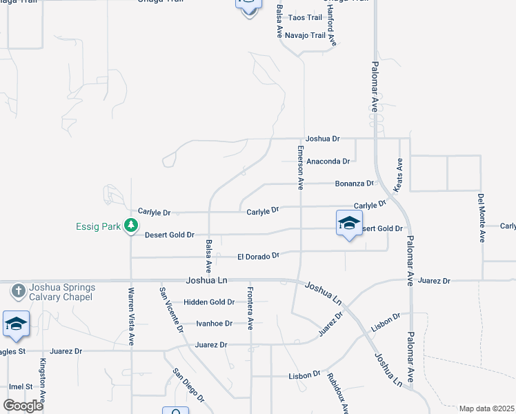 map of restaurants, bars, coffee shops, grocery stores, and more near 58066 Carlyle Drive in Yucca Valley
