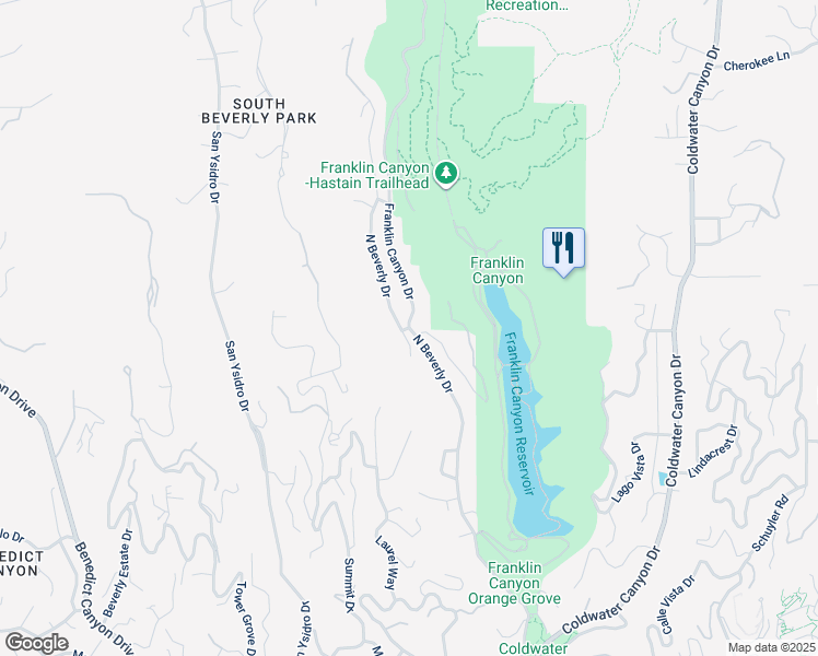 map of restaurants, bars, coffee shops, grocery stores, and more near 1750 North Beverly Drive in Beverly Hills