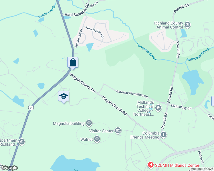 map of restaurants, bars, coffee shops, grocery stores, and more near 1140 Performance Parkway in Columbia