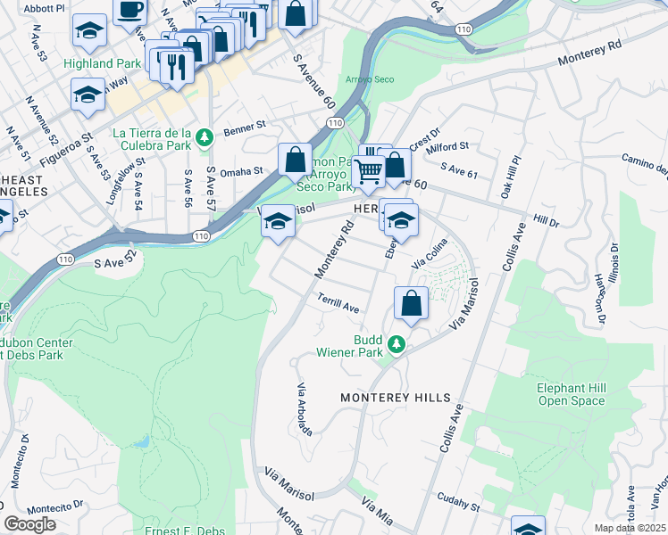 map of restaurants, bars, coffee shops, grocery stores, and more near 522 Kendall Avenue in Los Angeles