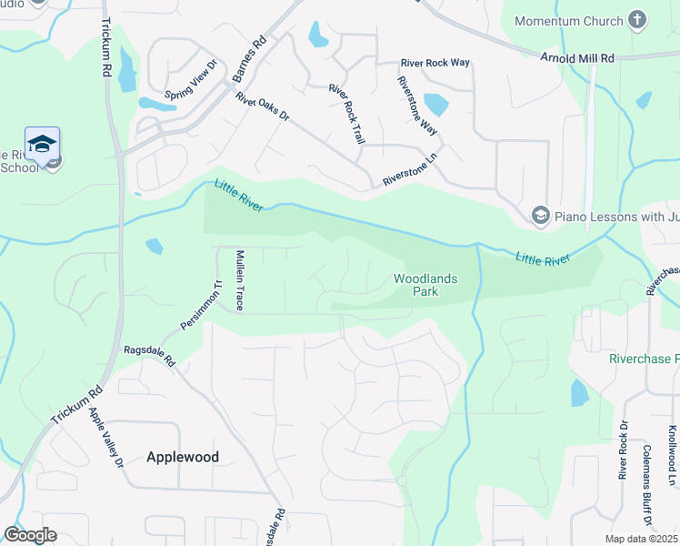 map of restaurants, bars, coffee shops, grocery stores, and more near 807 Plaintain Drive in Woodstock