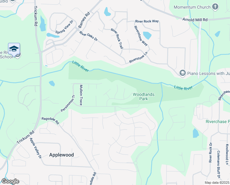 map of restaurants, bars, coffee shops, grocery stores, and more near 807 Plaintain Drive in Woodstock