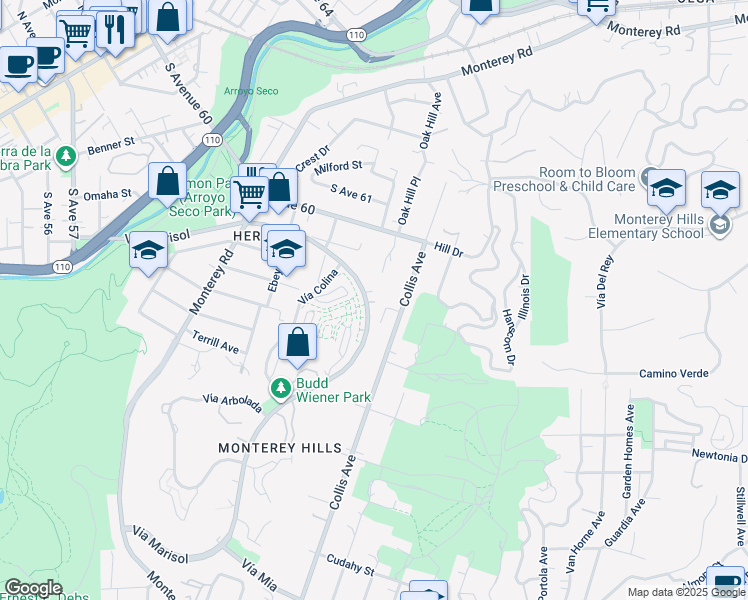 map of restaurants, bars, coffee shops, grocery stores, and more near 4936 Hellman Avenue in Los Angeles
