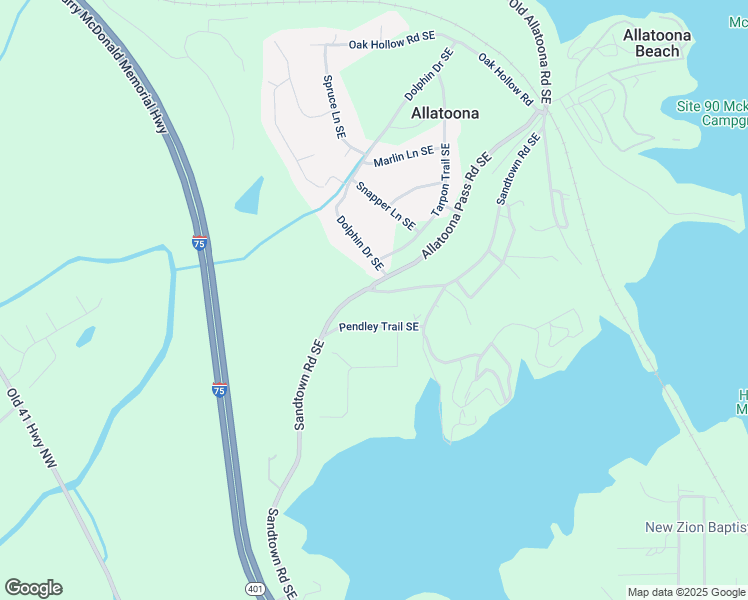 map of restaurants, bars, coffee shops, grocery stores, and more near 376 Sandtown Road Southeast in Cartersville