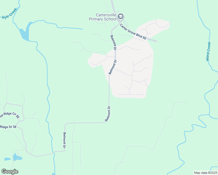 map of restaurants, bars, coffee shops, grocery stores, and more near Belmont Drive in Cartersville