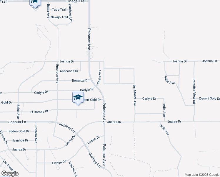 map of restaurants, bars, coffee shops, grocery stores, and more near 8289 Palomar Avenue in Yucca Valley