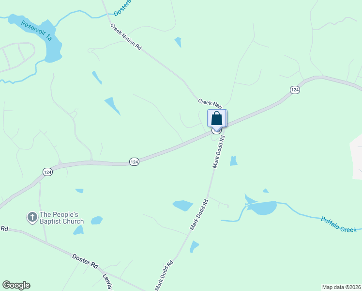 map of restaurants, bars, coffee shops, grocery stores, and more near 2908 Georgia 124 in Jefferson