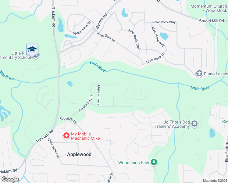 map of restaurants, bars, coffee shops, grocery stores, and more near 306 Melilot Court in Woodstock