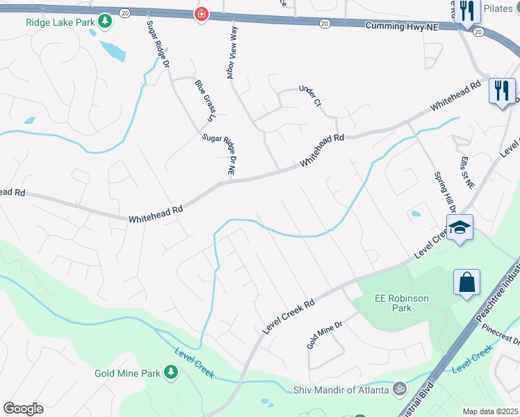 map of restaurants, bars, coffee shops, grocery stores, and more near 5109 Dogwood Hills Drive in Sugar Hill