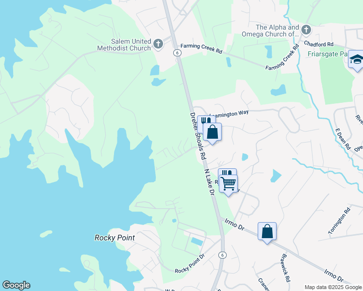 map of restaurants, bars, coffee shops, grocery stores, and more near 217 Browning Lane in Columbia