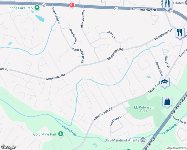 map of restaurants, bars, coffee shops, grocery stores, and more near 5109 Dogwood Hills Drive in Sugar Hill