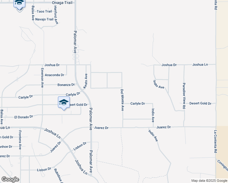 map of restaurants, bars, coffee shops, grocery stores, and more near 8289 Palomar Avenue in Yucca Valley