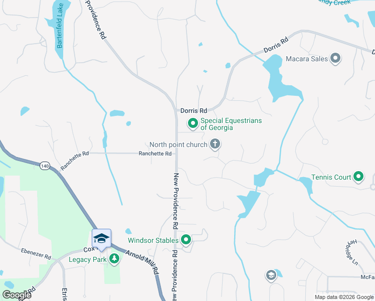map of restaurants, bars, coffee shops, grocery stores, and more near 13155 New Providence Road in Alpharetta