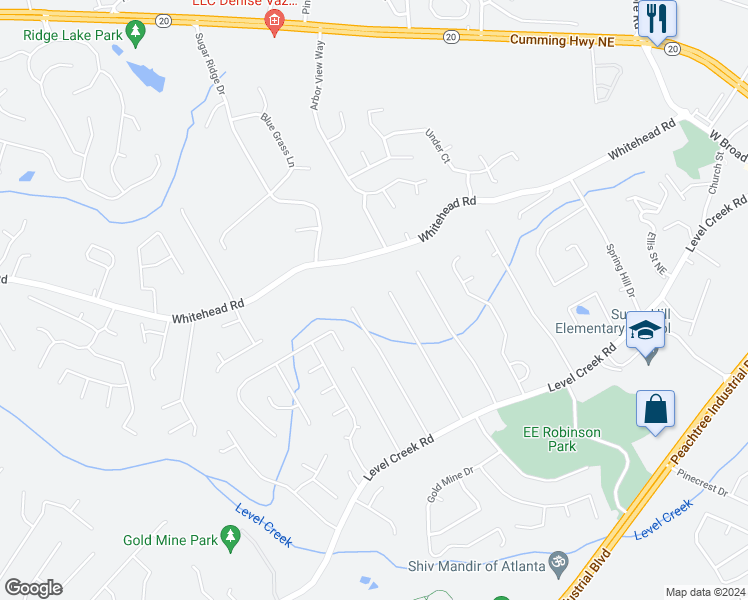 map of restaurants, bars, coffee shops, grocery stores, and more near 5099 Dogwood Hills Drive in Sugar Hill