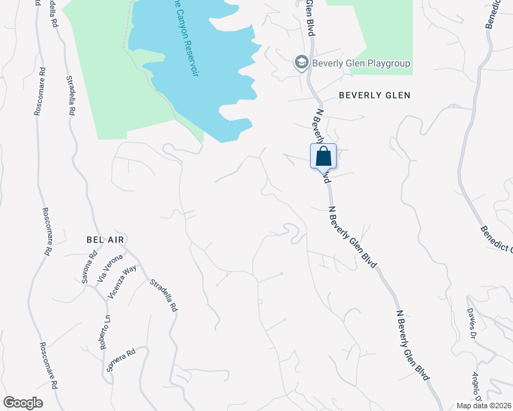 map of restaurants, bars, coffee shops, grocery stores, and more near 1801 Bel Air Road in Los Angeles