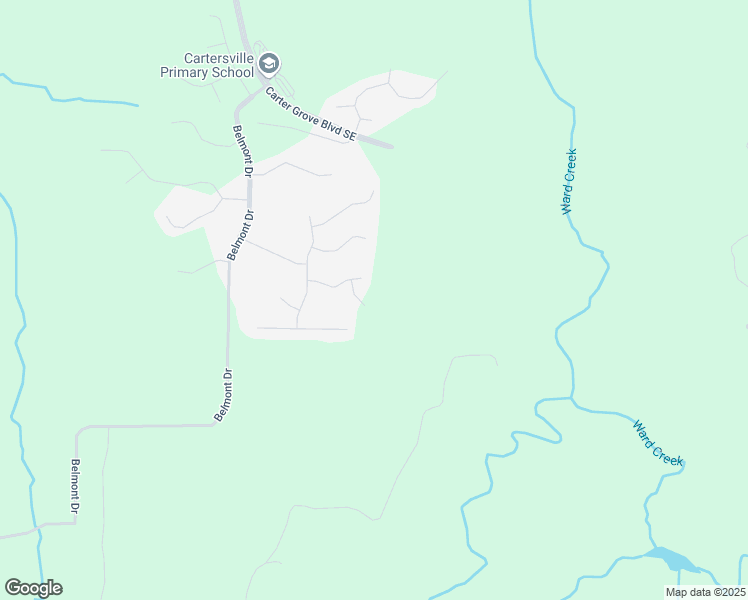 map of restaurants, bars, coffee shops, grocery stores, and more near 8 Bluff Court in Cartersville