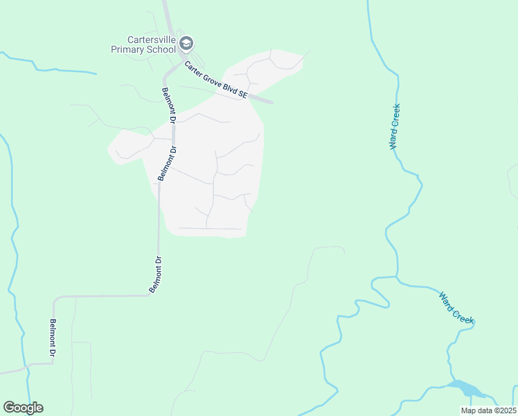 map of restaurants, bars, coffee shops, grocery stores, and more near 8 Bluff Court in Cartersville