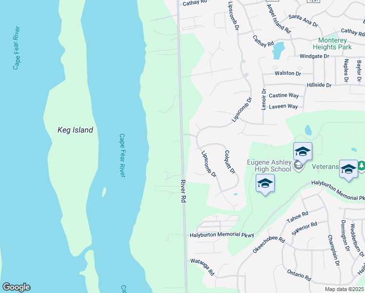 map of restaurants, bars, coffee shops, grocery stores, and more near 7109 River Road in Wilmington