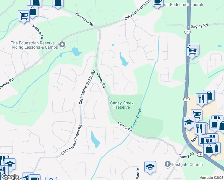 map of restaurants, bars, coffee shops, grocery stores, and more near 2940 Saddlebrook Glen Drive in Cumming