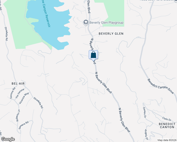 map of restaurants, bars, coffee shops, grocery stores, and more near 1761 North Beverly Glen Boulevard in Los Angeles