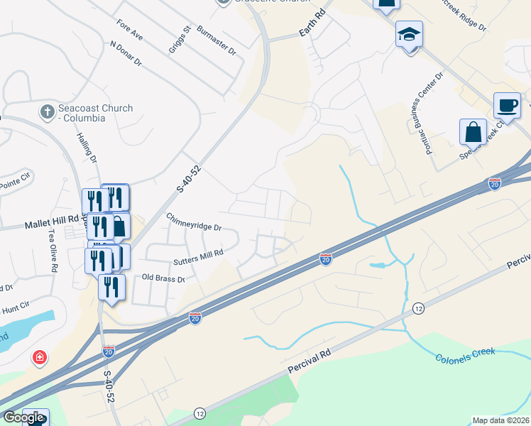 map of restaurants, bars, coffee shops, grocery stores, and more near 240 Chimneyridge Drive in Elgin