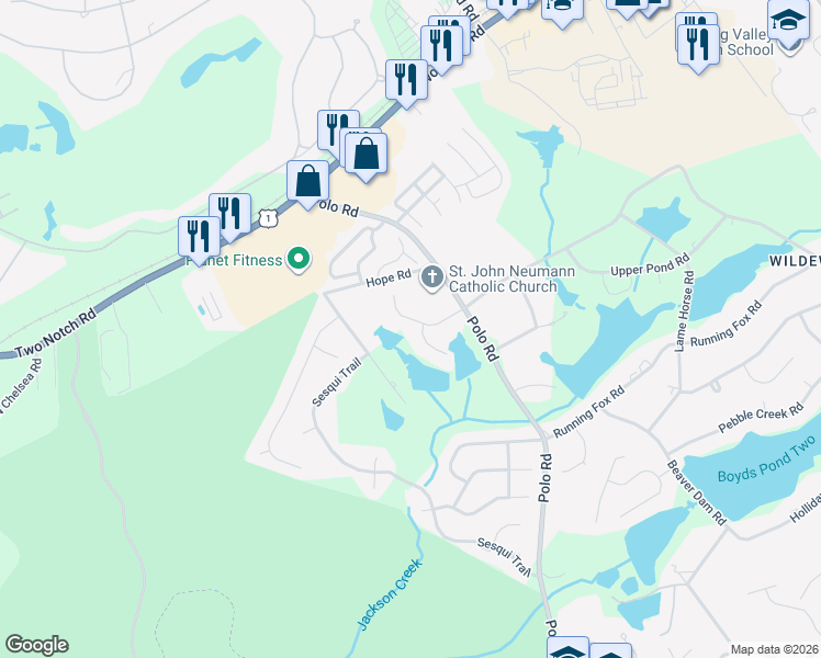 map of restaurants, bars, coffee shops, grocery stores, and more near 97 Old Still Road in Columbia