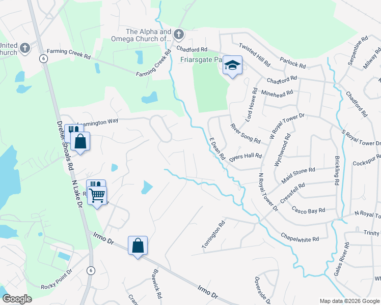 map of restaurants, bars, coffee shops, grocery stores, and more near 14 Waterside Court in Irmo