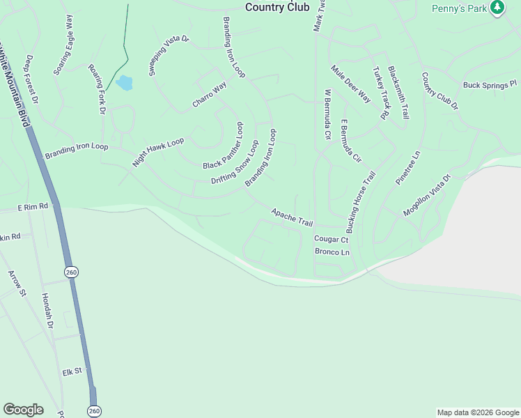 map of restaurants, bars, coffee shops, grocery stores, and more near 5319 Apache Trail in Navajo County
