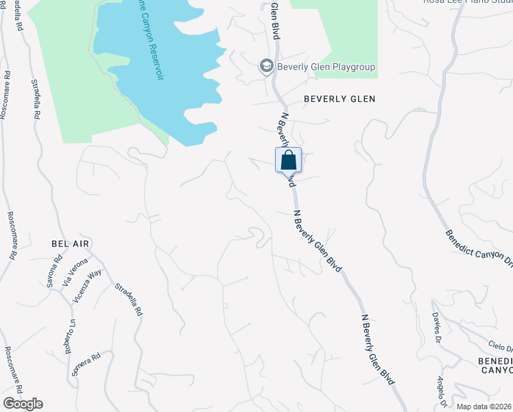 map of restaurants, bars, coffee shops, grocery stores, and more near 1740 Bel Air Road in Los Angeles