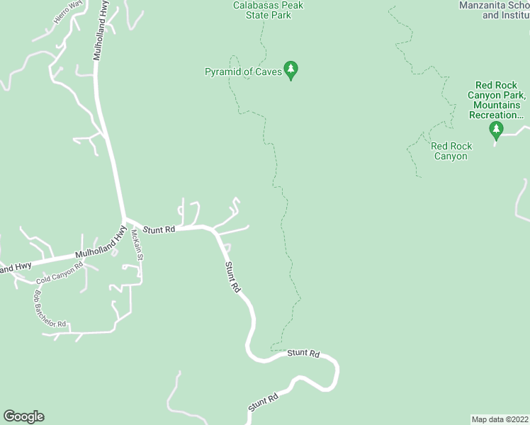 map of restaurants, bars, coffee shops, grocery stores, and more near 2020 Stunt Road in Calabasas