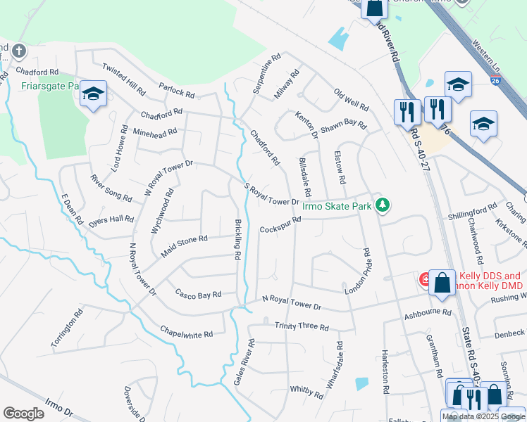 map of restaurants, bars, coffee shops, grocery stores, and more near 107 Jarrod Court in Irmo