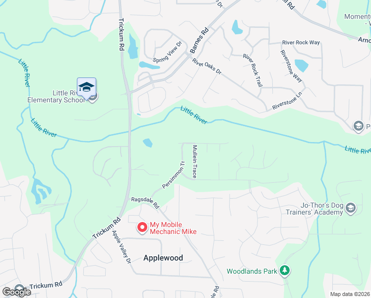 map of restaurants, bars, coffee shops, grocery stores, and more near 222 Persimmon Tr in Woodstock