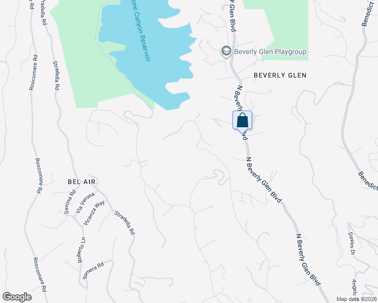 map of restaurants, bars, coffee shops, grocery stores, and more near 1801 Bel Air Road in Los Angeles