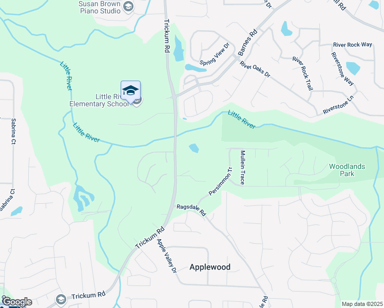 map of restaurants, bars, coffee shops, grocery stores, and more near 3195 Trickum Road in Woodstock